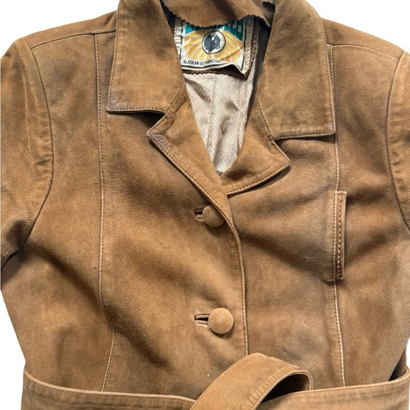 Vintage 70s BEEFALO by Petroff Suede Belted Jacket — Tobacco/Camel Brown,Western - Picture 3 of 14